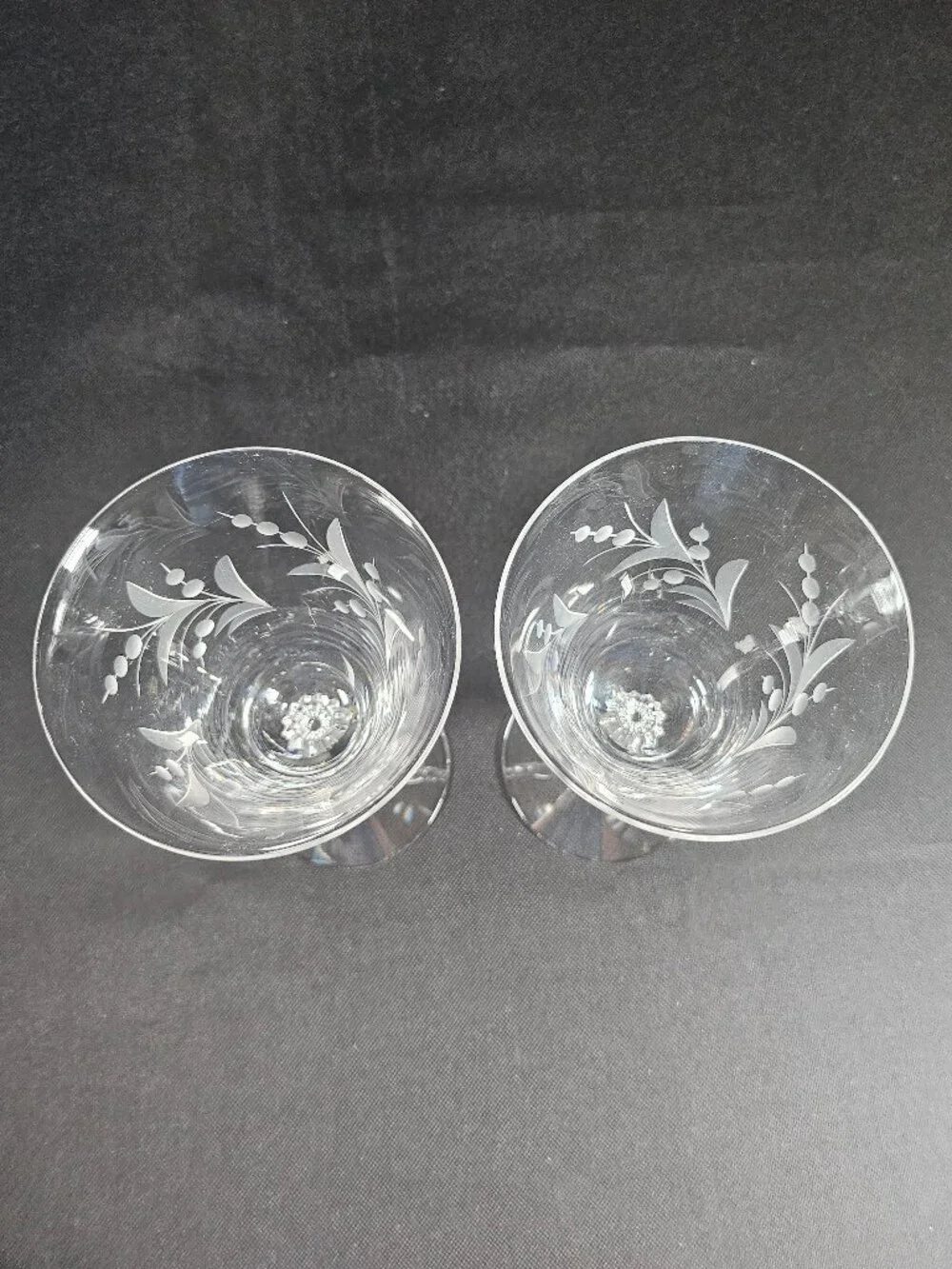 Two Vintage Fostoria Cynthia Claret Wine Glasses Elegant Cut Crystal Stemware